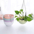Hanging Planters Set of 5 Flower Pots Outdoor Planting or Storage for All House Plants,Flowers,Herbs, African Violets,3.5H × 6"Diameter Self-Watering Flower Pot Container White - Metal Chain