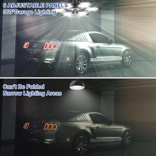 6 Pack 220W Garage Light Ceiling Led Deformable LED Shop Lights for Workshop E26 E27 Screw in Garage - size: 6 PACK