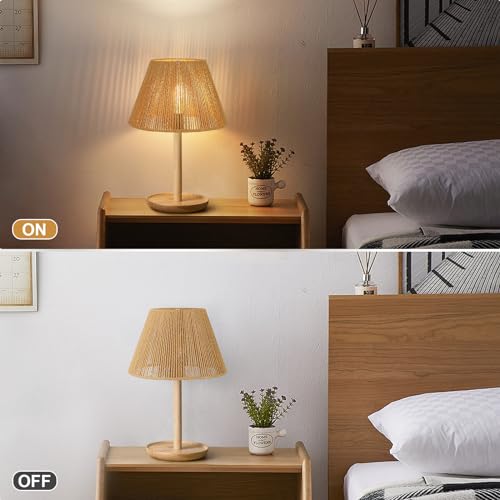 Small Rattan Lamp Shades Set of 2, Boho Lamp Shades for Table Lamps, 5.5" Top x 10" Bottom x 6.6" High, Wicker Lampshade Replacement for Bedroom, Hand Woven, Spider, Bulb Clip Adapters Included - color: Brown Rattan