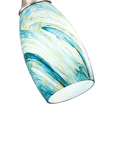 Art Glass Mini Pendant Lights for Kitchen Island Blown Art Glass Pendant Light Shade hanging ceiling lights with Brushed Nickel Finish for Kitchen Counter bar,Dining Room Blue Mixing Yellow-1P - color: Blue Mixing Yellow-1Pack