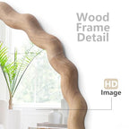 Irregular Wall Mirror,Wood Round Farmhouse Mirror Unique Vanity Mirror,36" Nature Wooden Modern Bathroom Mirror for Washroom Living Room Bedroom - size: 36"L x 36"W