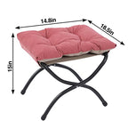 15" Foldable Foot Stool Ottoman with Metal Frame - Washable Red Upholstered Indoor/Outdoor Footrest for Living Room, Bedroom, Patio - Space-Saving Compact Design - color: Red