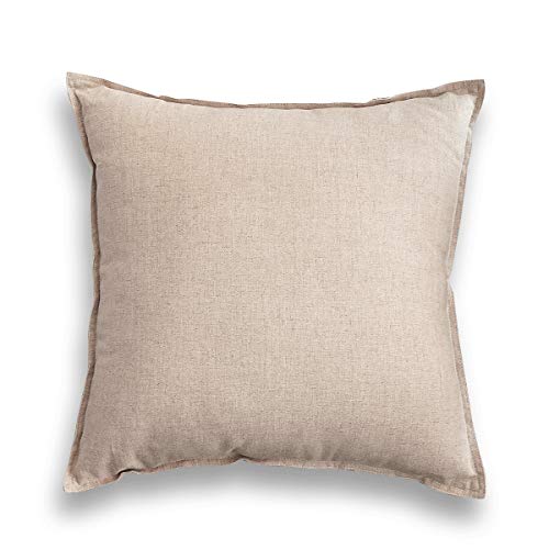 Jeanerlor Natural Cotton Linen Decoration Toss Throw Pillow Sham 18"x18" Cushion Case Yellow Pillow Cover Delicate Decorative Pillowcase for Chair/Couch/Patio, (45 x 45cm), Light Linen - color: Light Linen, size: 18" x 18" (Pack of 1)