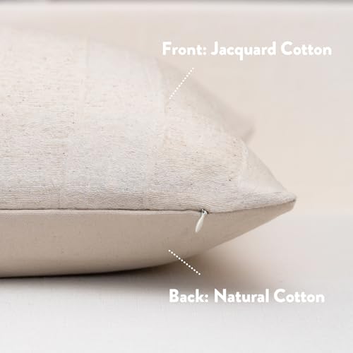 FIOUOVO Decorative Neutral Throw Pillow Covers 18x18 Farmhouse Pillow Covers Cotton Check Cushion Covers Home Decor for Sofa Couch Living Room Bedroom 1PC, Beige Check - color: Beige Check, size: 18" x 18" (Pack of 1)