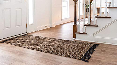 Unique Loom Braided Jute Collection Area Rug - Assam (2' 7" x 6' 1" Runner, Black/ Natural) - color: Black/Natural, size: 2'7" x 6'1" (Runner)