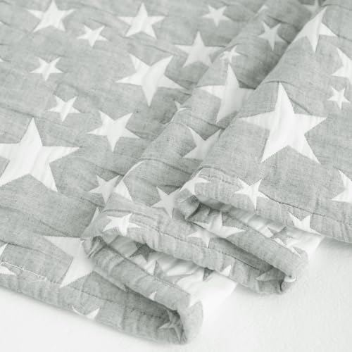 NTBAY 3 Layer Toddler Blanket, Muslin Cotton Jacquard Bed Blankets, Lightweight Thermal Baby Blanket, Super Soft and Warm Crib Blanket for All Seasons, Decoration Gift, 30"x40", Grey Star - color: Grey Star, size: 30x40 Inch (Pack of 1)