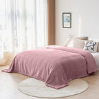 DISSA Fleece Blanket Twin Size – 60x80, Pink - Soft, Plush, Fluffy, Fuzzy, Warm, Cozy – Perfect Throw for Couch, Bed, Sofa - with Pompom Fringe - Flannel Blanket - color: Pink, size: 60x80"