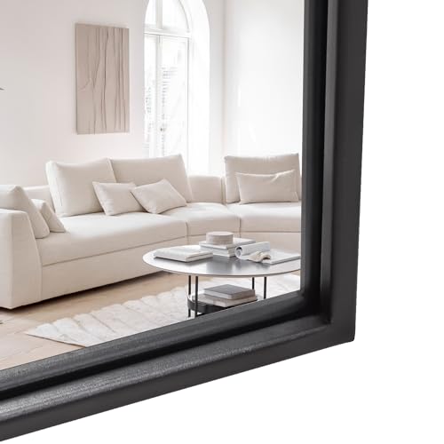 Suidia Wall Mirror, 24" x 36" Window Decorative Mirrors, Metal Framed Wall Decor Wall-Mounted Mirrors for Bedroom, Living Room, Entryway, Black - color: Black, size: 36"L x 24"W