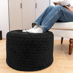 Asuprui 20x14 Inch Unstuffed Ottoman Pouf Cover – Lightweight Foot Rest, Floor Bean Bag Chair, Storage Pouf for Living Room, Bedroom & Balcony (Filler Not Included) (Black) - color: Black