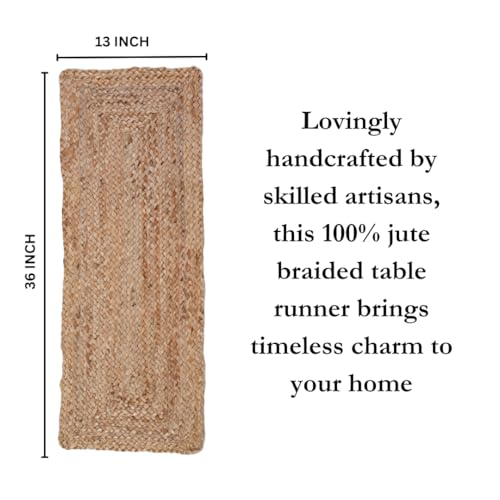 Savi Home Farmhouse Jute Burlap Table Runner 36 Inches Long, Organic Eco-Friendly Rustic Vintage Dining Table Runner, 13x36 Natural Jute Braided Table Runner - color: Natural, size: 1'1" x 3' (Rectangular)
