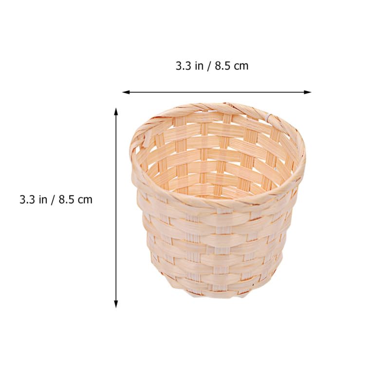 Bamboo Woven Storage Basket Set of 4 Small Decorative Sundries Organizer Baskets for Home Desktop Plant Holder and Room Decor