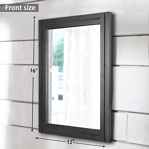 AAZZKANG Black Mirrors for Wall Rectangle Wood Framed Decorative Wall Hanging Mirror for Bedroom Living Room Bathroom Home Entryway - color: Black, size: 16"L x 12"W