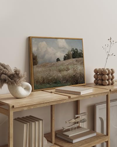 InSimSea Framed Canvas Wall Art Vintage Decor, Farmhouse Scenery Vast Field Grassland Paintings, Large Prints, Nature Landscape Wall Decoration for Living Room Bedroom Bathroom Home Decor, 16"x24" - color: Corn Field, size: 24"L x 16"W