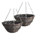 Rattan Hanging Basket for Plants Seagrass Hanging Planters Indoor Outdoor Plant Flower Hanging Pots Woven Straw Planter Ceiling Flower Pots for Decoration 2pcs