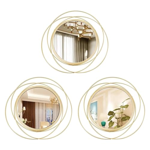 3 Set Round Mirrors for Wall Decor Living Room Bedroom Bathroom Dining Room Metal Circle Mirror Set Boho Decorative Sunburst Wall Art Accent Entryway - Gold 9.5 in - color: 3 Set Gold Circles, size: 9.5 in