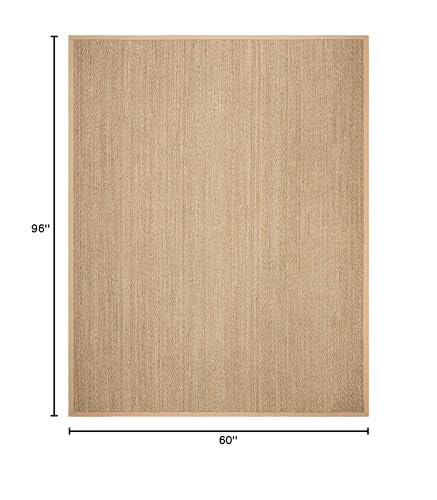 SAFAVIEH Area Rug 5x8 - Natural Fiber Collection - Natural & Beige, Seagrass, Herringbone Pattern with Border (NF115A) - color: Natural/Beige, size: 5' x 8' (Rectangular)