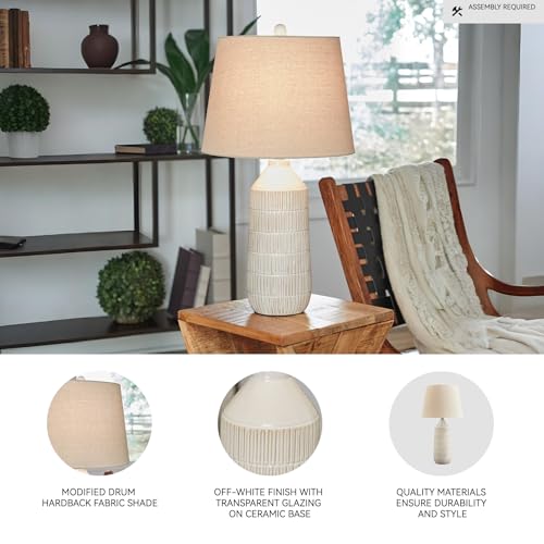 Signature Design by Ashley Willport Modern 26.5" Ceramic Table Lamp, Set of 2, Beige