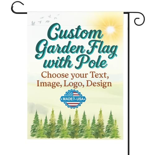 Custom Garden Flag with Pole Stand by DreamController; Personalized Yard Flag 12x18 Inch; 16x33 Holder Included; Upload Photo Text Logo; Made in USA; Fast Delivery - color: Garden Flag Custom