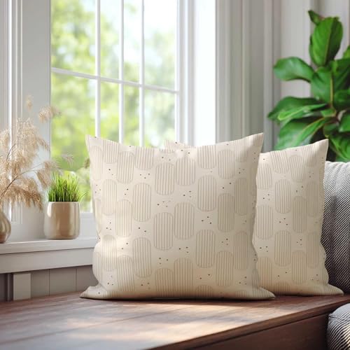 Arch Throw Pillow Covers 18x18 Set of 2 | Beige Cream Decorative Cushion Covers | Neutral Farmhouse Pillow Cases for Couch Sofa Bed Living Room - color: Arch Dots