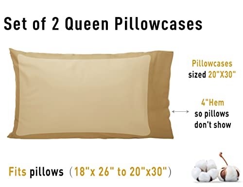 Sunflower Queen Pillowcases Set of 2, 100% Cotton Queen Size Pillow Cases 2, 20×30 inches Butterum, Soft and Breathable - color: Butterum, size: Queen (20"x30")