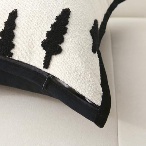Boho Decorative Throw Pillows with Inserts, 18" x 18" Soft Tufted Modern Chenille Pillow, Pillows for Home, Patio, Couch, Bedroom, Living Room (Black Tree) - style: Black Tree