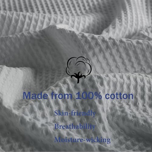 100% Egyptian Cotton Waffle Weave Throw Blanket for Bed Couch Sofa Home Decor, Soft Lightweight Bed & Couch Blanket for All Seasons (Light Grey - King Size - 104 * 90") - color: Light Grey, size: King - 104*90''