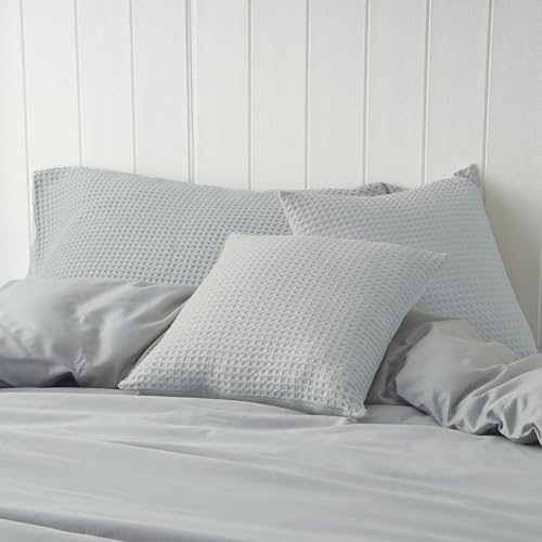 100% Egyptian Cotton 600 TC Waffle Weave Throw Pillow Covers 2 Pack, Ultra Soft Breathable Euro Pillow Shams Covers, Decorative Cushion Covers for Bed Couch Sofa Car, No Insert, Gray, 20" x 20" - color: Grey, size: 20" x 20" (Pack of 2)