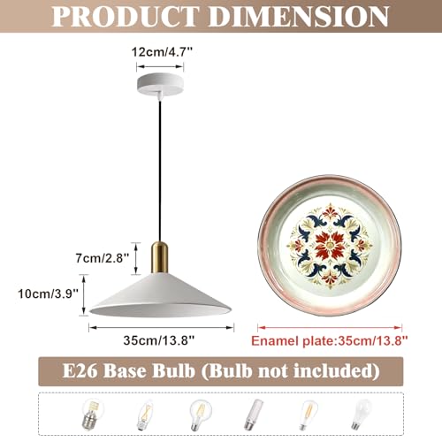 KCO Lighting Modern Cone Pendant Lighting White and Gold Pendant Light Kitchen Island Farmhouse Dome Pendant Light Mid Century Living Room Light Fixture Over Dining Table (White) - color: White