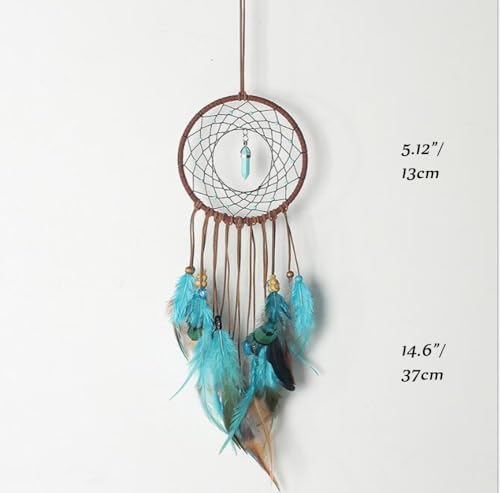 MEXIDAWN DIY Feather Dream Catcher Kits Turquoise Wall Hanging Boho Decor Handmade Dream Catcher for Adults，Round - style: Round*1