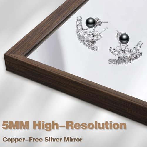 Walnut Wood Bathroom Mirrors for Wall Mounted, 36" x 28" Rectangle Rustic Wood Framed Wall Mirror, Decorative Farmhouse Mirror for Bathroom, Bedroom, Entryway, Horizontally/Vertically - color: Walnut, size: 36"L x 28"W