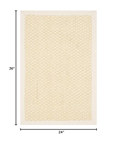 SAFAVIEH Area Rug 2x3 - Natural Fiber Collection - Cream, Sisal Design, Sisal, Woven Design with Border (NF525A) - color: Creme, size: 2' x 3' (Rectangular)
