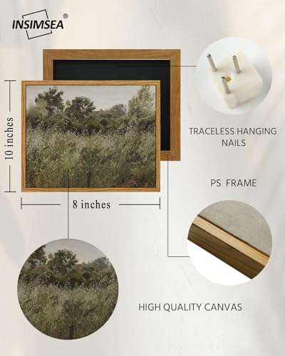 InSimSea Framed Canvas Wall Art Vintage Decor, Small Canvas Wall Art, Living Room Desk Decor, Vintage Farmhouse Wall Decor for Bedroom Living Room, Ready to Hang Wall Artwork, 8"x10" - color: Grassland, size: 10"L x 8"W