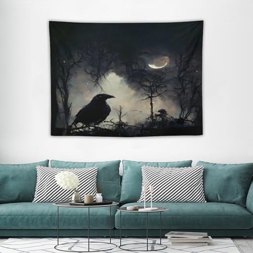 Houselerax Gothic Crow Tapestry,Black Birds Crow Gothic Dark Wings Thriller Witchy Wall Hanging Decor Tapestries for Bedroom Living Room 60"x40" - color: Gothic-3, size: W60xL40in