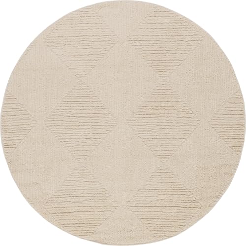 Nuloom Kerry Beige, 6' Round, Geometric, Soft and Cozy, High Traffic, Stain Resistant, Easy Clean, Durable Area Rug for Bedroom, Living Room, Dining Space, Den, Foyer, Entryway - color: Kerry Beige, size: 6' (Round)