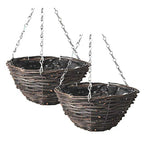 Rattan Hanging Basket for Plants Seagrass Hanging Planters Indoor Outdoor Plant Flower Hanging Pots Woven Straw Planter Ceiling Flower Pots for Decoration 2pcs