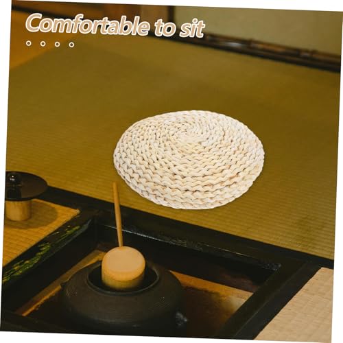 SOLUSTRE Natural Cotton Filling Meditation Cushion Yoga Mat Straw Braid Seat Pad Boho Pillow Decorative Cushion