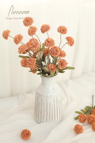 Floroom 5pcs Burnt Orange Faux Silk Mums Artificial Flowers, Bulk Fake Small Mini Chrysanthemums with Stems for DIY Wedding Centerpieces Floral Arrangements Vase Fillers Home Decorations - color: Burnt Orange, size: 5pcs
