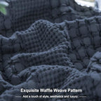 PHF 100% Cotton Waffle Pillow Shams Standard Size, 2 Pack 20" x 26" Soft Skin-Friendly Pillowcases, No Filling, Aesthetic Woven and Breathable Waffle Weave Pillow Case Covers for Bed, Indigo - color: Indigo, size: 26" x 20" (Pack of 2)