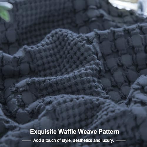 PHF 100% Cotton Waffle Pillow Shams Standard Size, 2 Pack 20" x 26" Soft Skin-Friendly Pillowcases, No Filling, Aesthetic Woven and Breathable Waffle Weave Pillow Case Covers for Bed, Indigo - color: Indigo, size: 26" x 20" (Pack of 2)