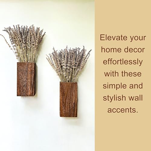 LaLaGreen Wood Wall Planters (8 Inch, 2 Pack) 150 Stalks of Lavender Dried Flower, Wooden Box Vases for Indoor Hanging Planter Rustic Decor Home Living Room Bathroom Modern Farmhouse Trendy Decoration - color: Lavender