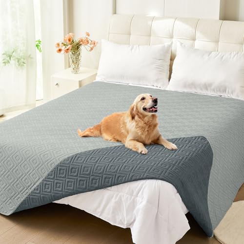 hyha Waterproof Dog Blanket, Soft Pet Bed Blankets, Waterproof Sofa Couch Cover for Dogs Washable, Reversible Pet Couch Covers for Sofa Furniture (82x102 Inch, Grey/Dark Grey) - color: Grey+dark Grey, size: 82x102 Inch