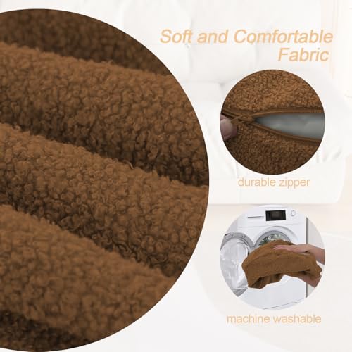 MeMoreCool Stuffed Round Pouf Ottoman Foot Rest, Floor Pouf Foot Stool with Soft Foam Chunk Filling, Small Round Ottoman Footstool Circle Footrest for Living Room, Light Coffee - color: Teddy Light Coffee