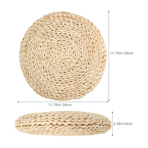 Holibanna Hand-Woven Round Straw Cushion Set of 3 Natural Floor Pillows for Yoga Meditation Tatami Window Seat Dining Room Guest Room Living