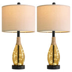 OYEARS 23" Table Lamps for Living Room Set of 2 Bedside Lamps for Night Stands Bedroom Lamps Farmhouse Rattan Boho Lamp Glass Nightlight End Table Lamp,Two Light Points - color: Tea Brown