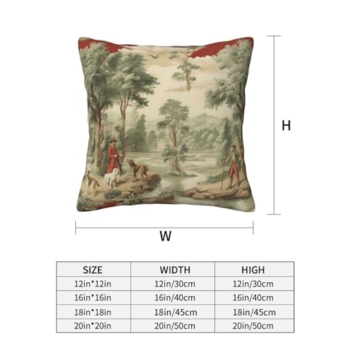 Vintage French Country Throw Pillow Covers 18x18 Set of 2 Hunting Fishing Trees Decorative Pillow Covers for Sofa Couch Bed Home Decor - color: French Country, size: 18" x 18" (Pack of 1)