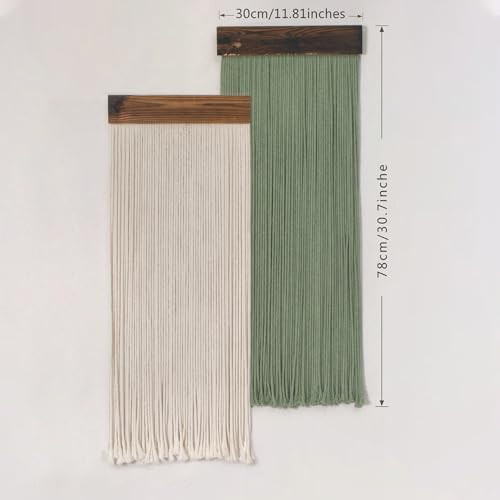LB Beige Light Green Macrame Wall Hanging Set of 2, Boho Tapestry Wall Hanging Macrame Wall Art Handmade Yarn Woven Wall Art Modern Home Decor Headboard Wall Decor for Bedroom Living Room, 12x31 Inch - color: Light Green Beige