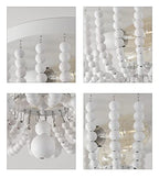 Q&S White Flush Mount Ceiling Light Fixtures,2-Lights Wood Beaded Boho Chandeliers for Nursery Baby Kid's Room Bedroom Dining Room Living Room Kitchen Hallway W11.81 - color: Ceiling-2WH