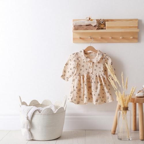 LemonRoad White Round Basket Large Blanket Basket 15.8" L X 15.8" W X13.8" H Scalloped Woven Baskets Cotton Storage Baskets for Nursery Classroom Closet Blankets Storage Home Decor - color: White, size: 15.8" L X 15.8" W X13.8" H