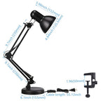 TORCHSTAR Metal Desk Lamp with Clamp, Swing Arm, Architect Adjustable Gooseneck Table Lamp, Clip Desk Lights for Home Office, Work, Study, Reading, E26 Base, Multi-Joint, Black - color: Black