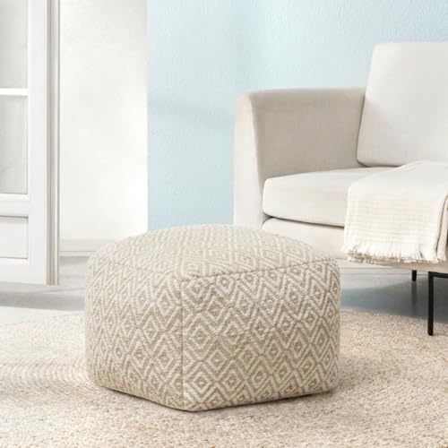 Anji Mountain Pouf Ottoman Foot Rest, Handmade Ottoman Pouf, Comfortable Foot Stool, Decorative Floor Seating for Living Room Decor, Bedroom & Home Décor Accent - Tawny - color: Tawny